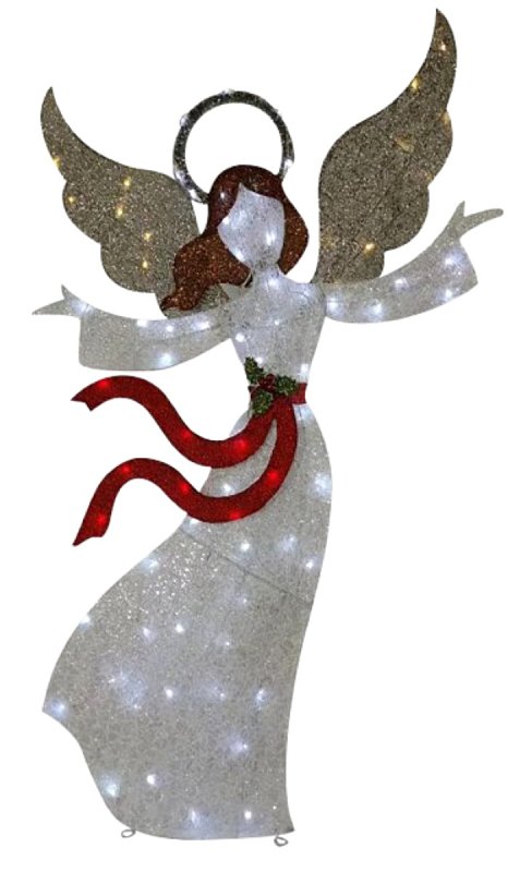 Pre-Lit 3D Mesh Fabric Angel