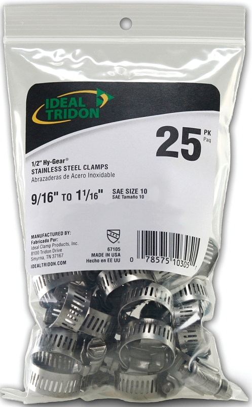 Hy-Gear 67-6 Series 6710550 Worm Gear Hose Clamp - Bag of 25