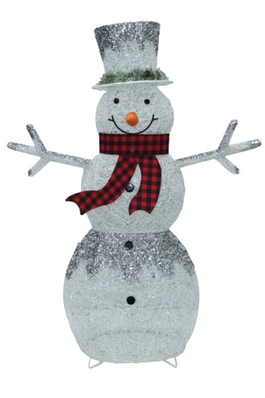 Pre-Lit Glitter Frosted Snowman