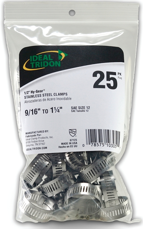 Hy-Gear 67-6 Series 6712550 Worm Gear Hose Clamp - Bag of 25