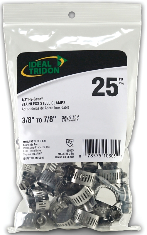 Hy-Gear 67-6 Series 6706550 Worm Gear Hose Clamp - Bag of 25