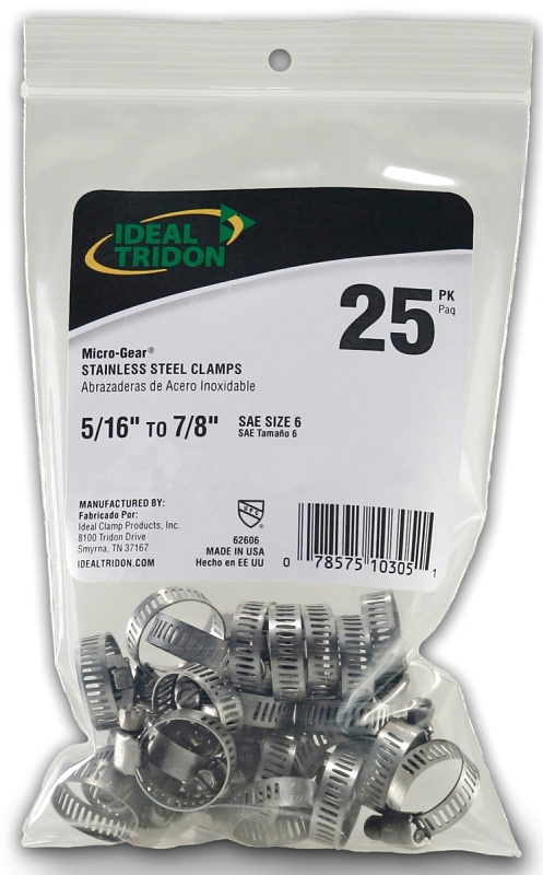 Micro-Gear 62M Series 6260650 Worm Gear Hose Clamp - Bag of 25