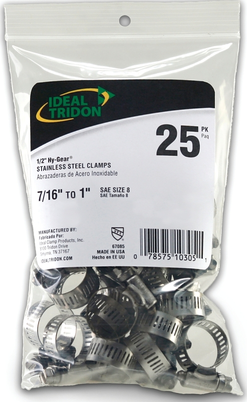 Hy-Gear 67-6 Series 6708550 Worm Gear Hose Clamp - Bag of 25